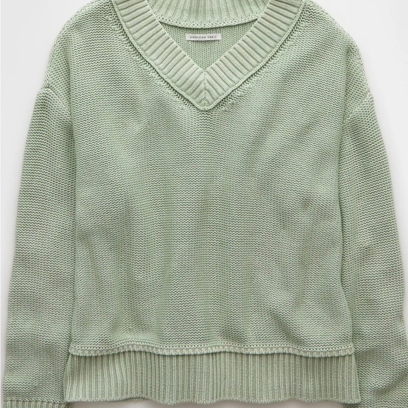 American Eagle - Mint Green V-Neck Women's Sweater - Picture 3 of 7
